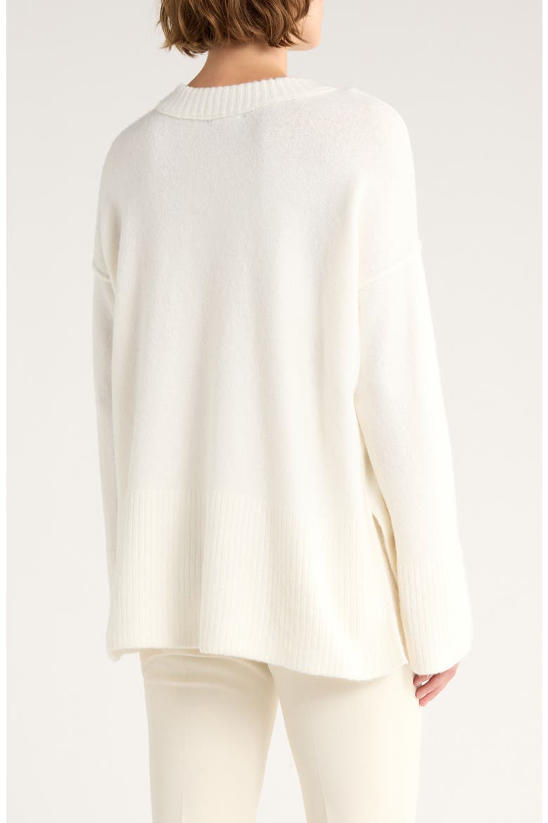 High-Low V-Neck Sweater, Alternate, color, ANTIQUE WHITE