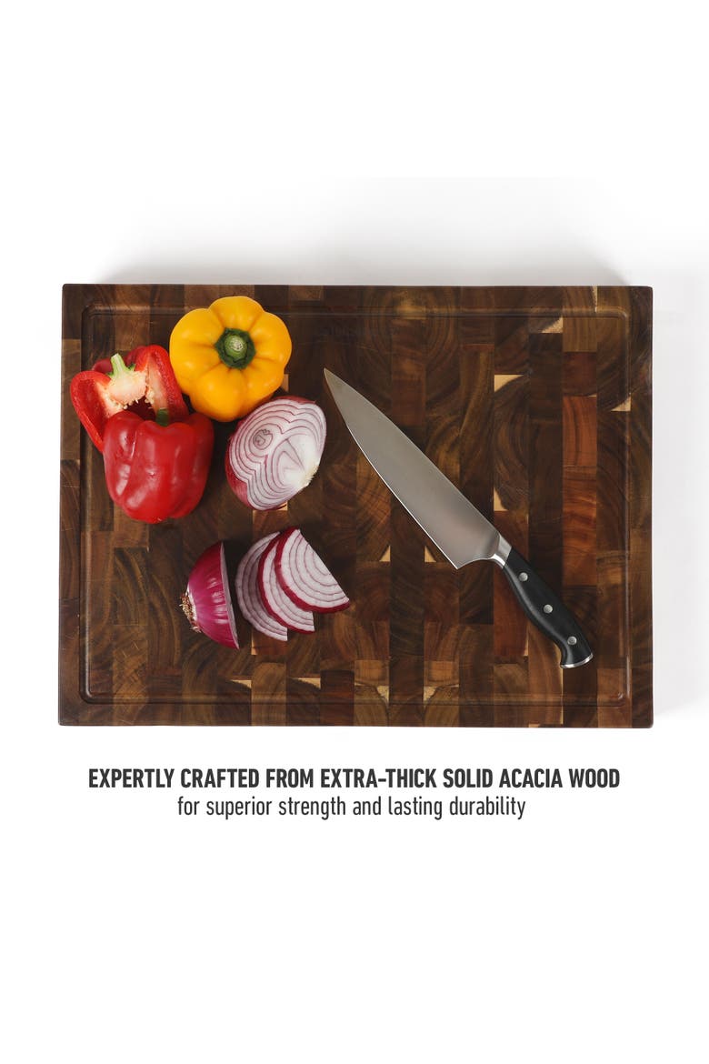 Edge Guard End Grain Acacia Wood Butcher Block Reversible Cutting Board, Alternate, color, Natural