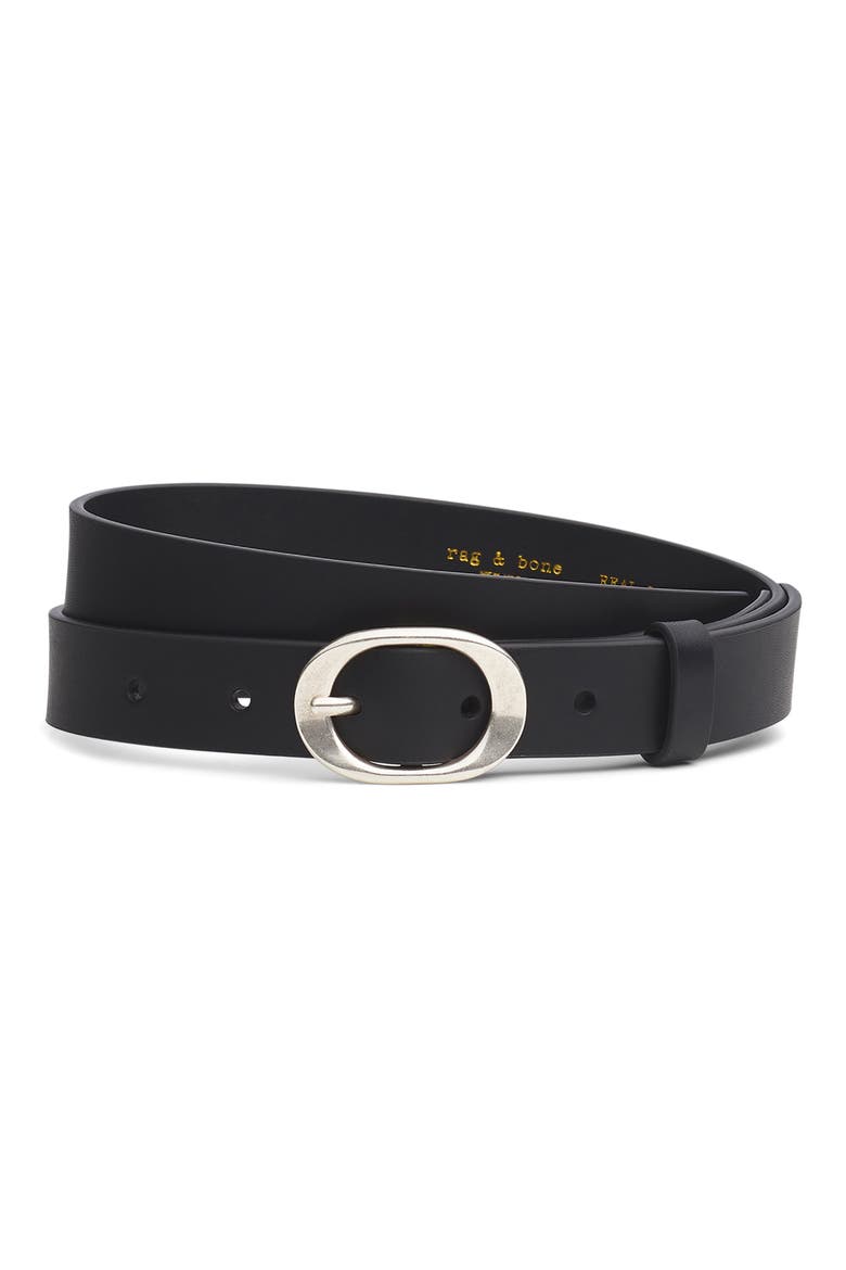 Vera Slim Leather Belt, Alternate, color, BLACK