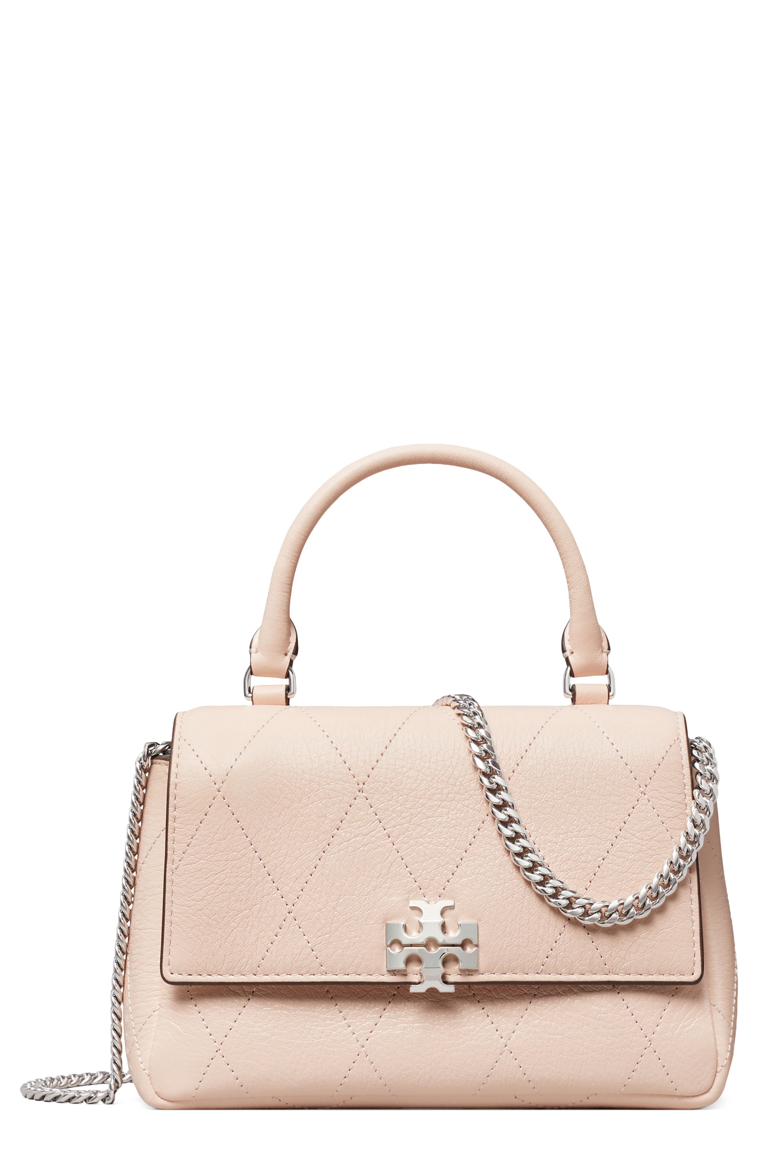Charlie Quilted Leather Top Handle Bag, Main, color, SOFT PINK