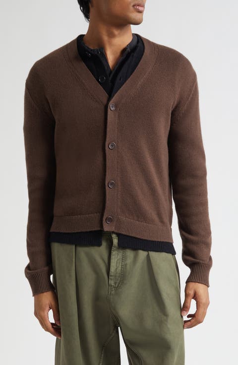 Contrast Layered Wool & Cashmere Cardigan
