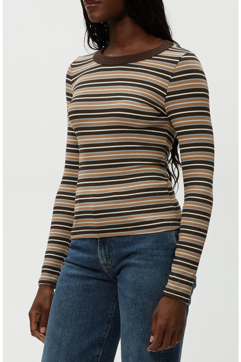 Zola Stripe Long Sleeve Rib T-Shirt, Alternate, color, NEUTRAL STRIPE