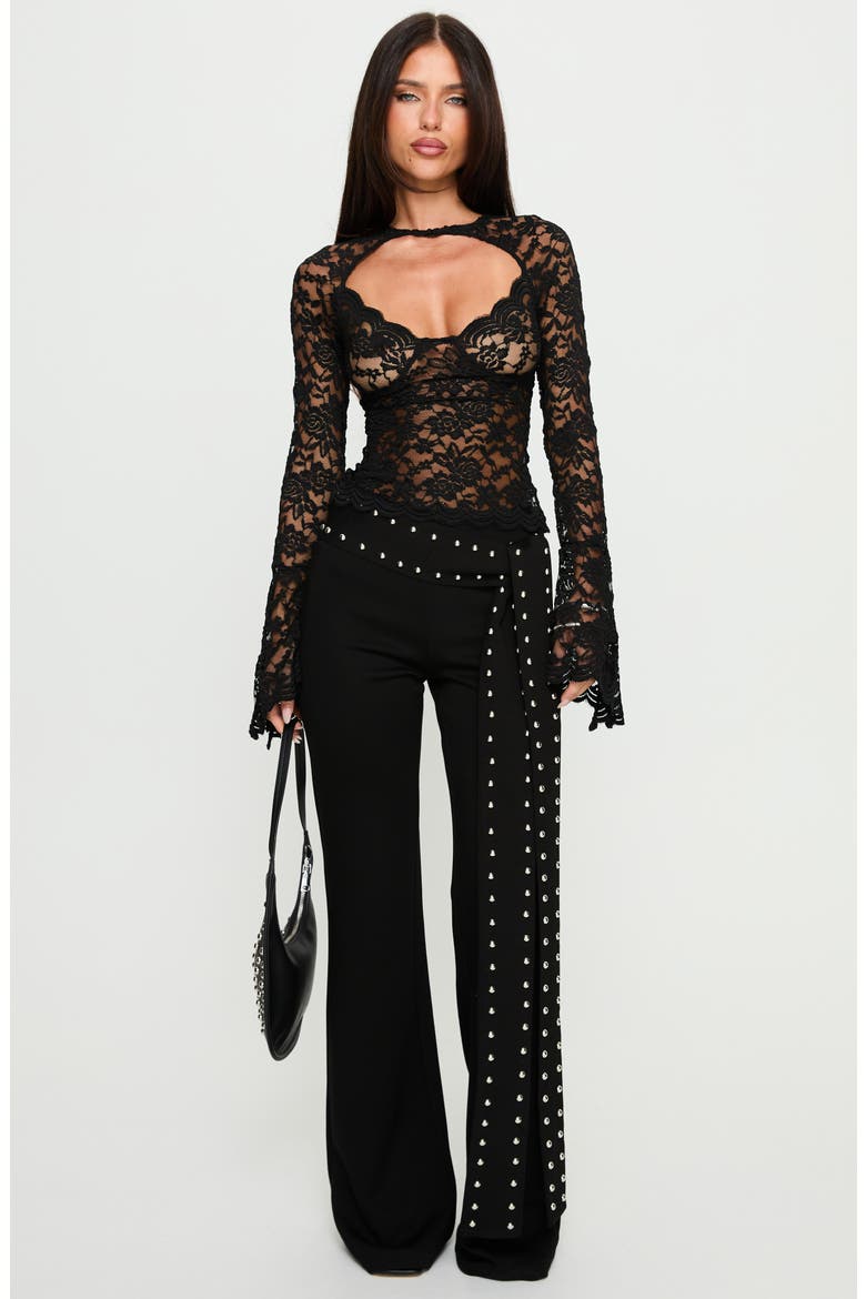 Karmel Cutout Lace Long Sleeve Top, Alternate, color, BLACK