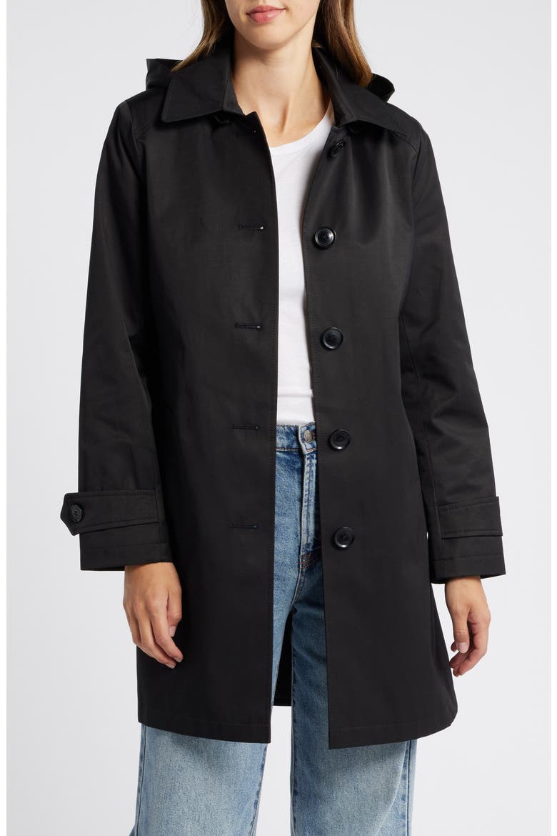 Trench Coat with Removable Hood, Alternate, color, BLACK
