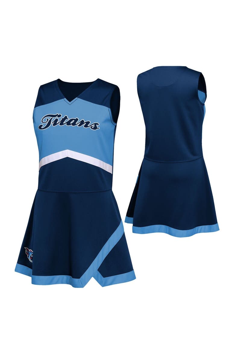 Girls Preschool Navy Tennessee Titans Two-Piece Cheer Captain Jumper Dress with Bloomers Set, Main, color, Navy