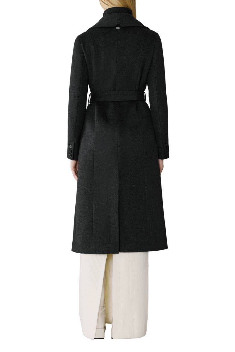 Ilana Bib Detail Wool Blend Trench Coat, Alternate, color, BLACK HEATHER
