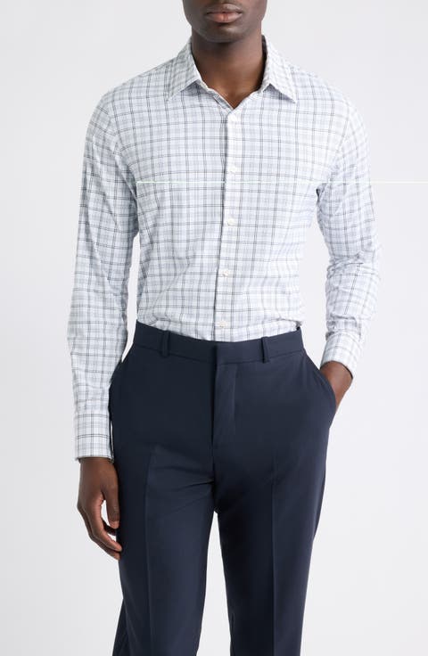 Tech Check Print Button Front Shirt