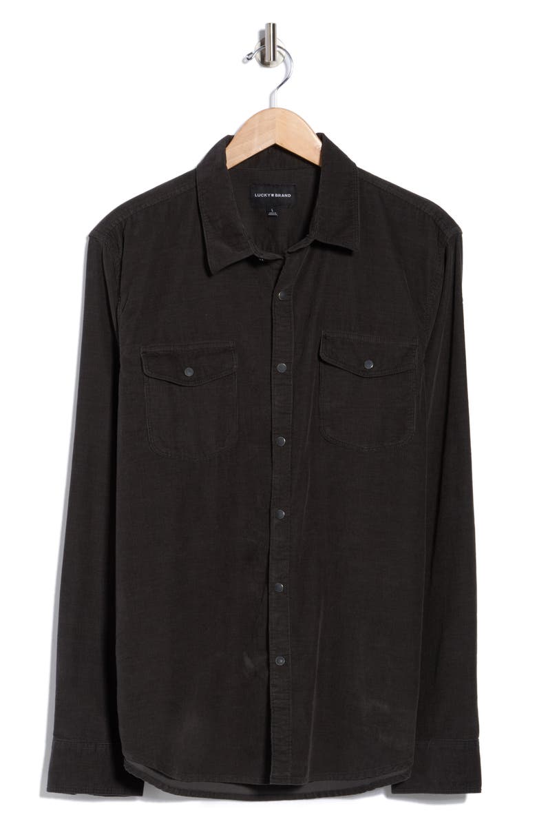 Lucky Brand Western Corduroy Shirt, Alternate, color, Pirate Black