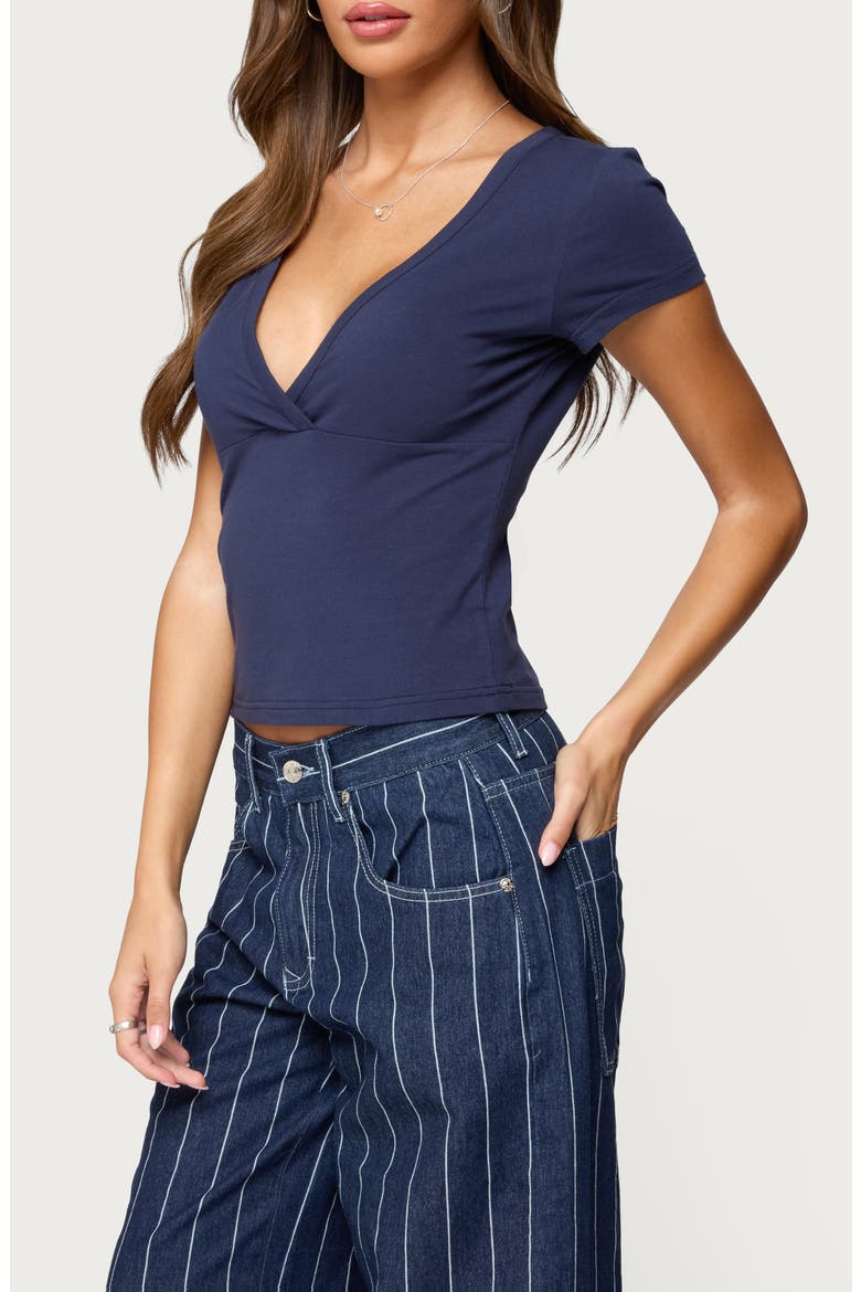 Merinda Stretch Cotton T-Shirt, Alternate, color, NAVY