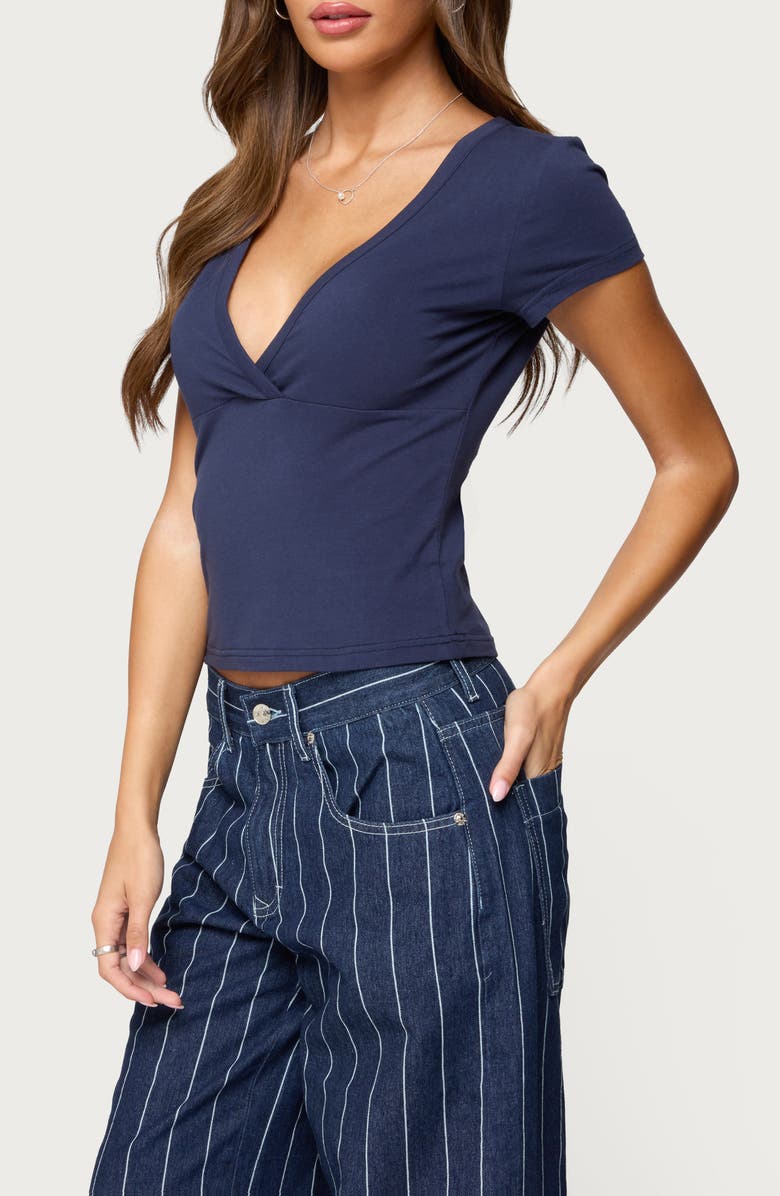 EDIKTED Merinda Stretch Cotton T-Shirt, Alternate, color, Navy