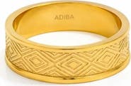 ADIBA The Diamonds Pattern 18k Plated Stainless Steel Ring