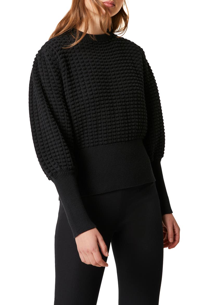 Mozart Popcorn Sweater, Alternate, color, BLACK