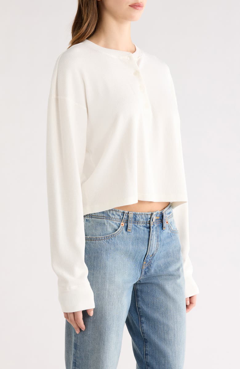 Re/Done Waffle Knit Henley, Alternate, color, Off White