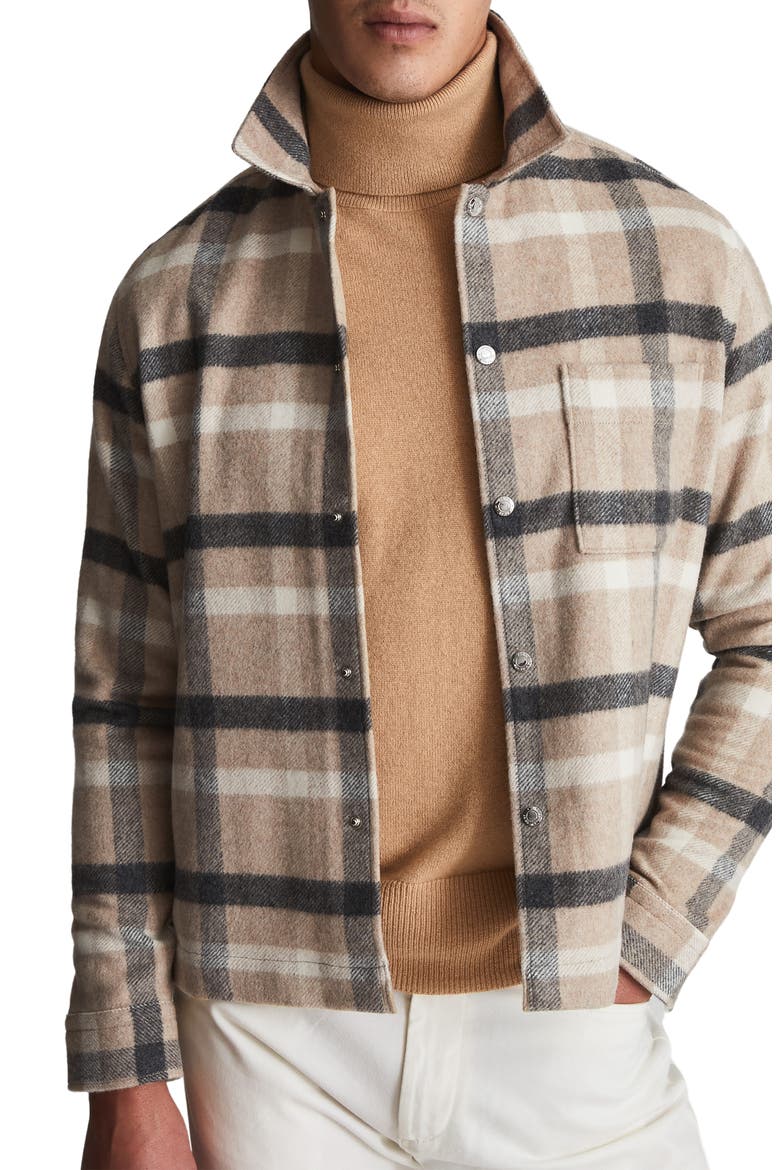 Marjon Plaid Shirt Jacket, Main, color, OATMEAL