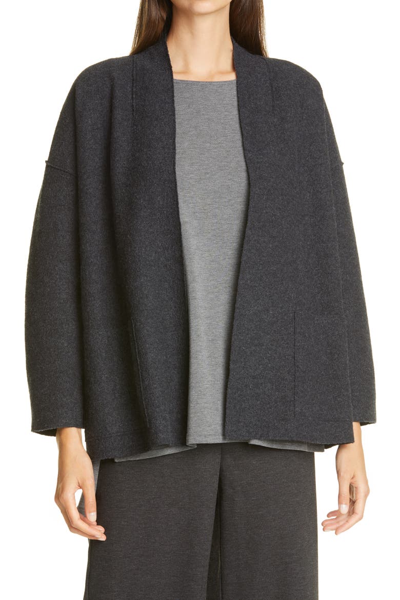 Lightweight Boiled Wool Jacket, Main, color, CHARCOAL