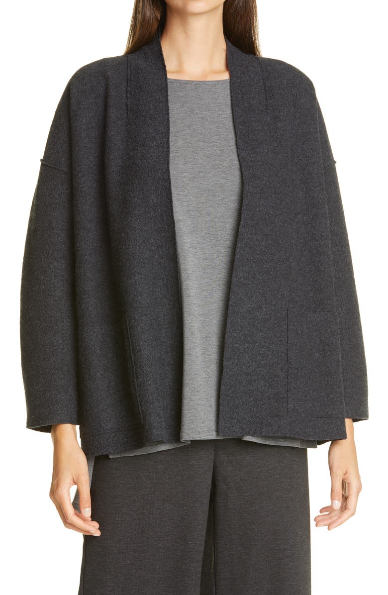 Eileen Fisher Lightweight Boiled Wool Jacket, Main, color, 
