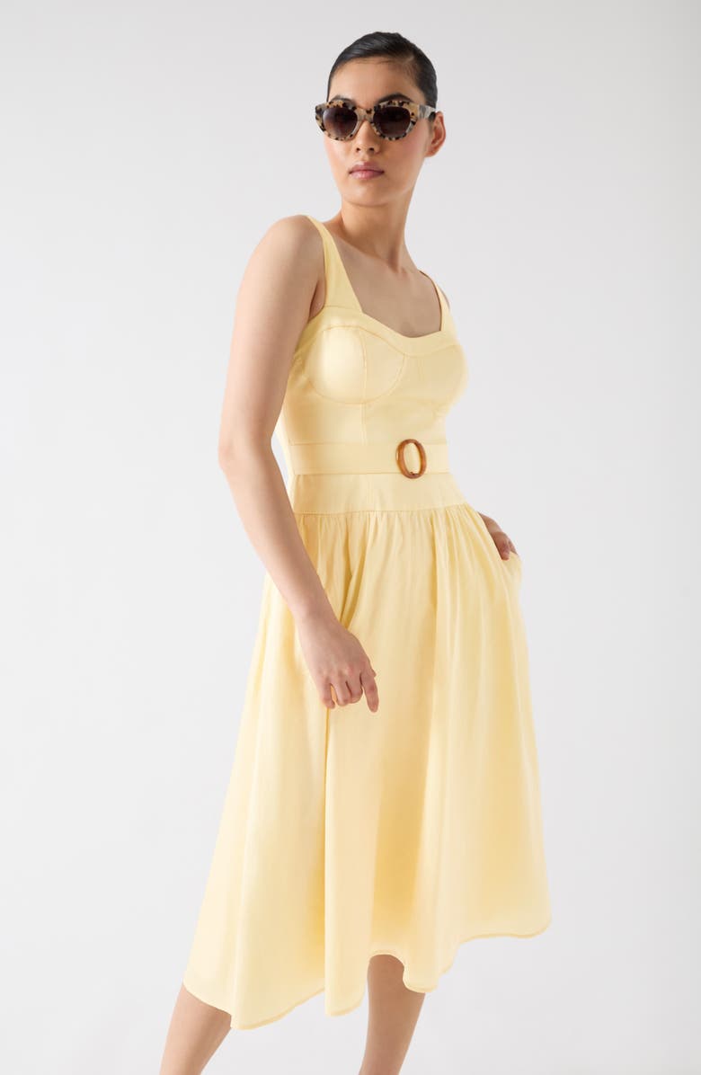 LK Bennett Alessia Bustier Fit & Flare Dress, Alternate, color, Yellow