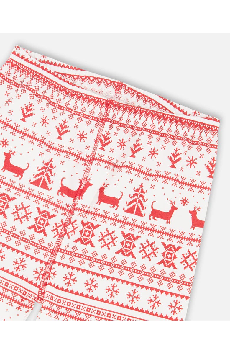 Deux par Deux Kids Gender Inclusive Organic Cotton Two-Piece Pajama Set, Alternate, color, Red And White Fairisle