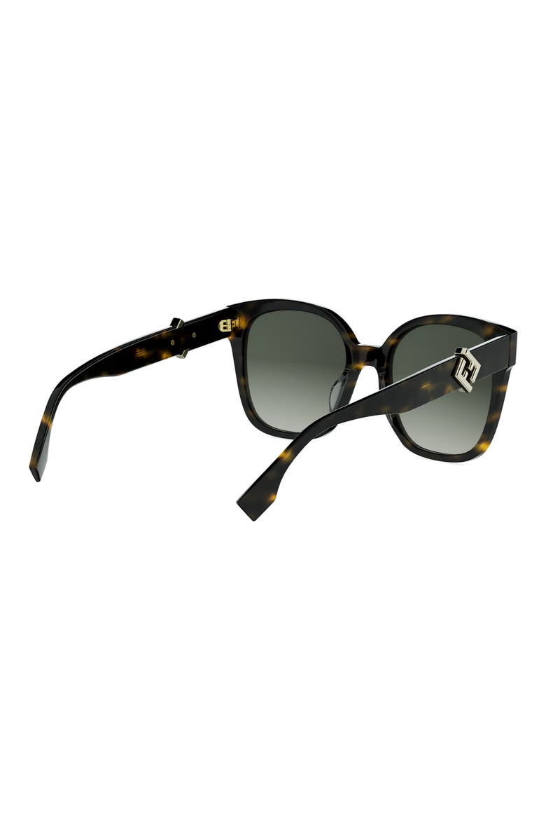 FF Diamonds 55mm Gradient Square Sunglasses, Alternate, color, DARK HAVANA / GRADIENT GREEN