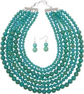 EYE CANDY LOS ANGELES Stone Layered Necklace & Earrings Set