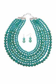 EYE CANDY LOS ANGELES Stone Layered Necklace & Earrings Set