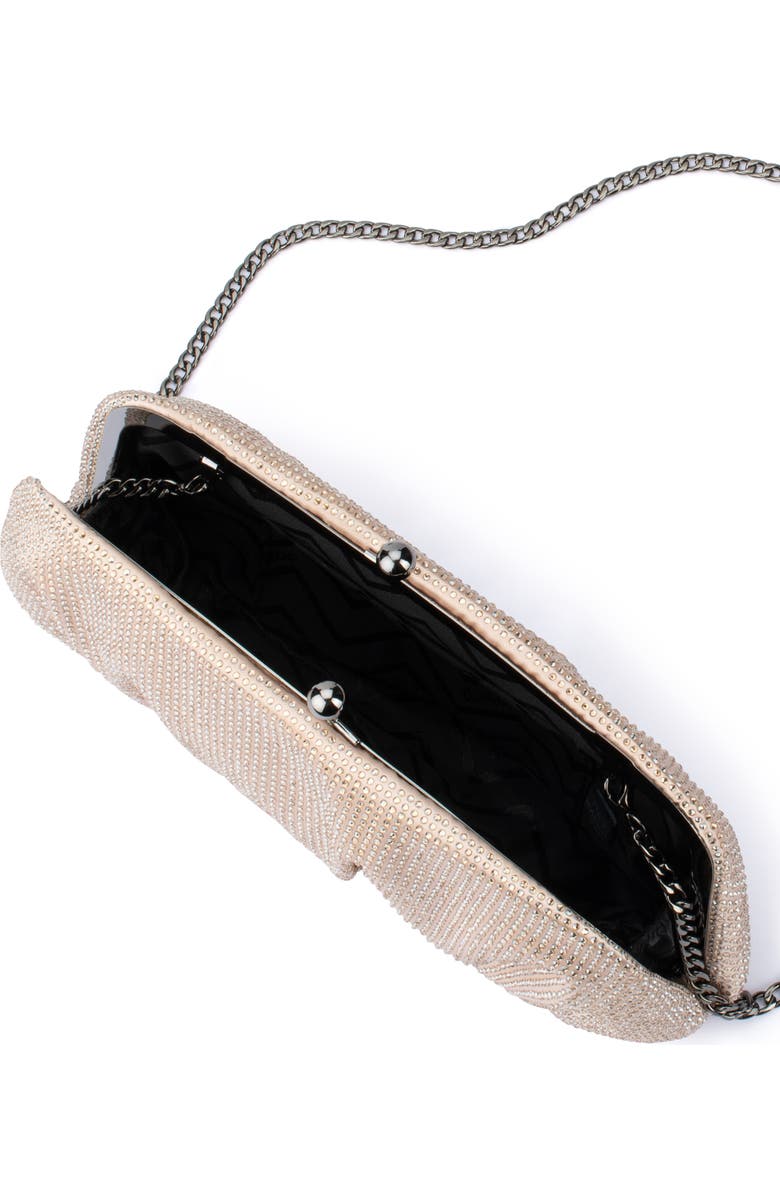 Olga Berg Aria Gathered Satin Frame Clutch, Alternate, color, Natural
