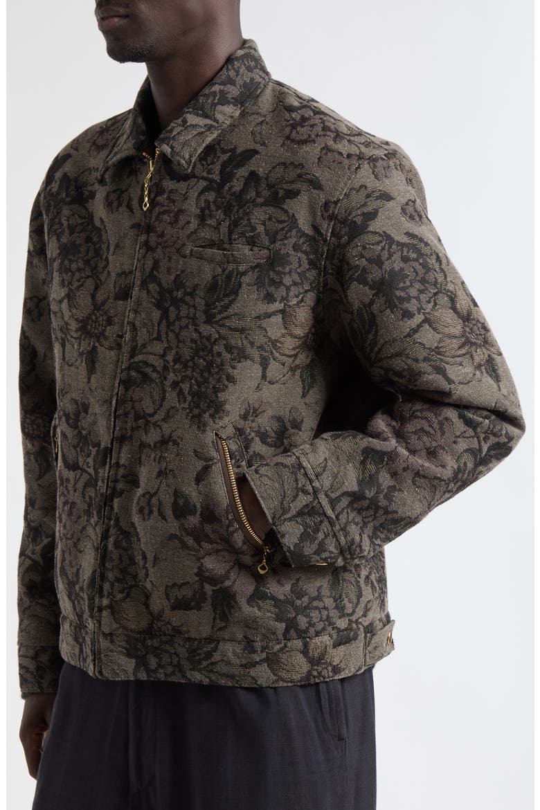 Cotton Blend Jacquard Jacket, Alternate, color, DARK KHAKI