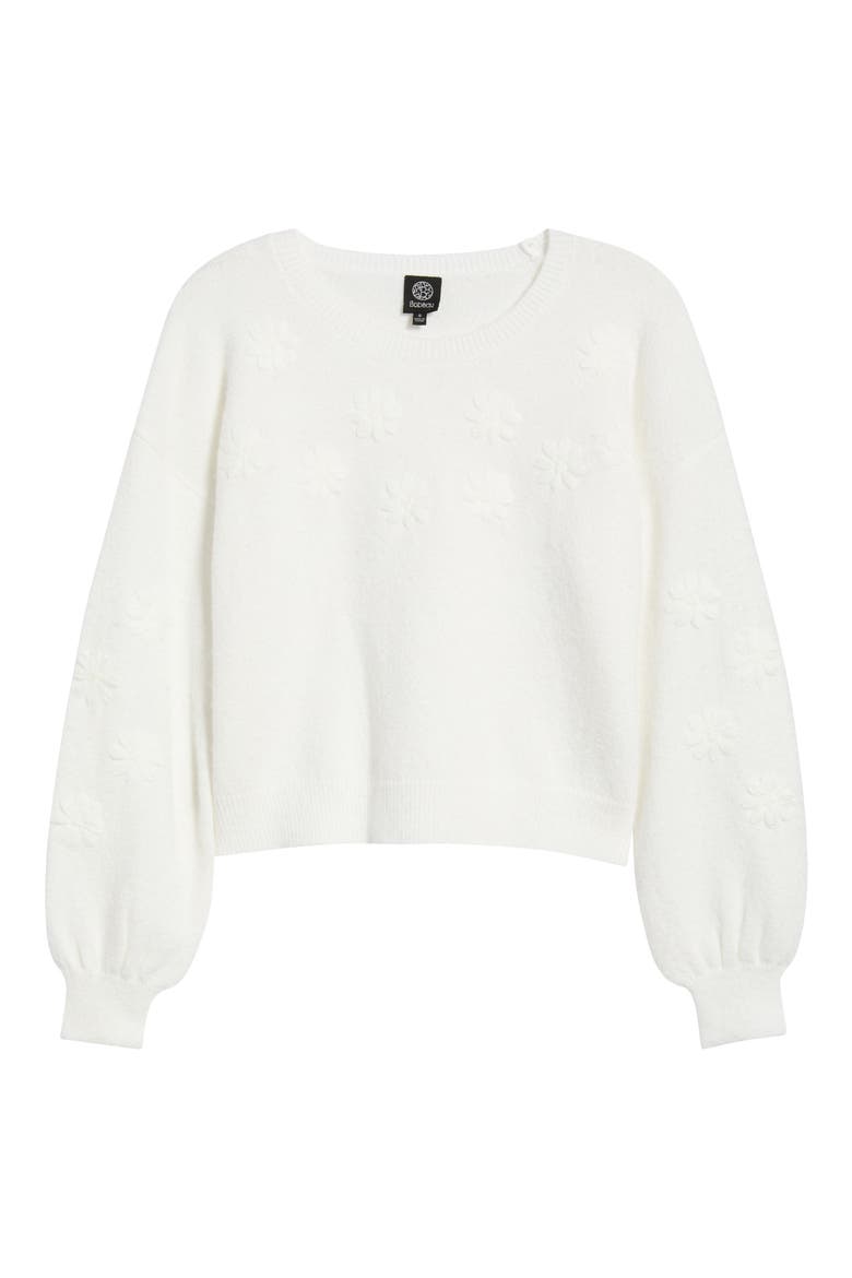 Embroidered Floral Sweater, Alternate, color, WHITE