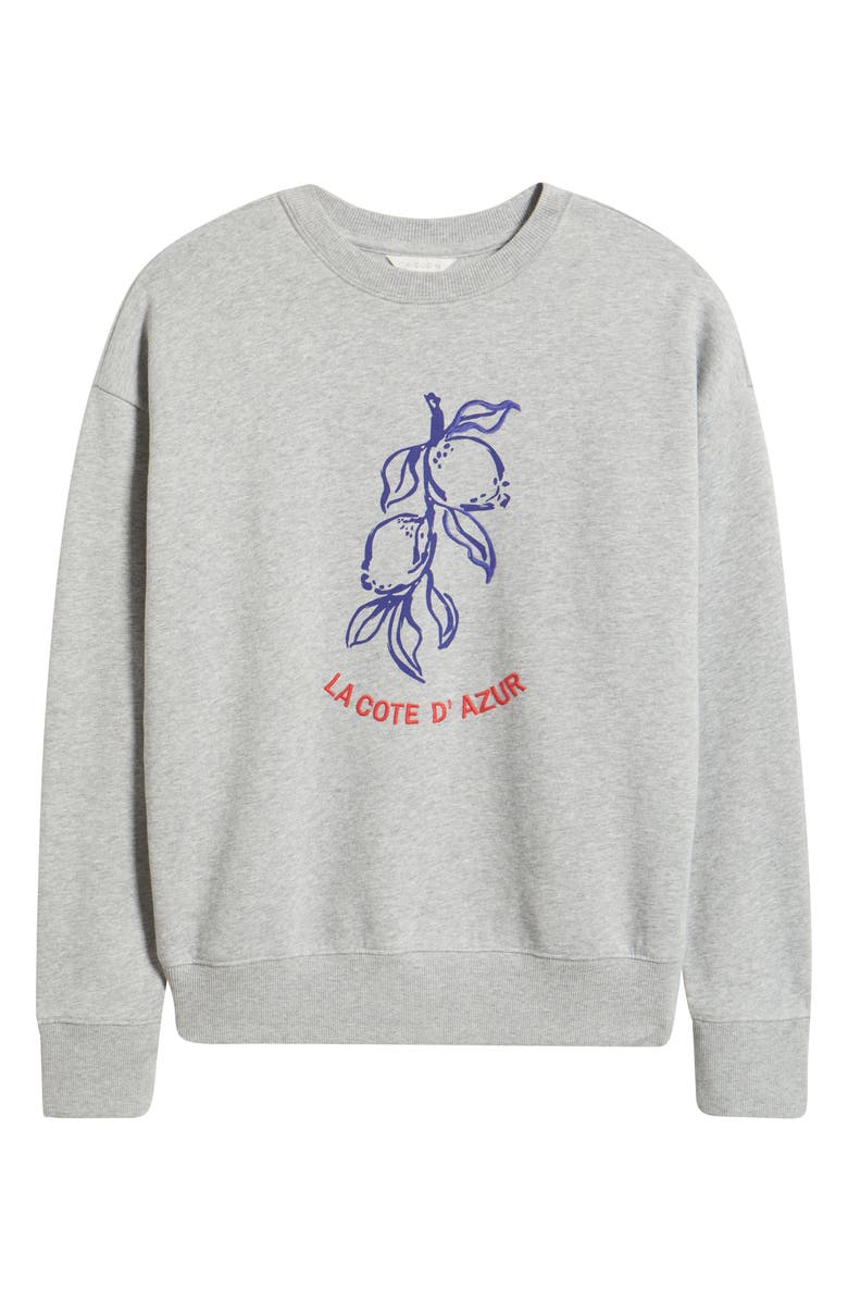 Caslon<sup>®</sup> Embroidered Lemon Azur Graphic Sweatshirt, Alternate, color, Grey Heather Lemon Graphic
