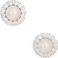 Nadri Chiara Faux Pearl & Cubic Zirconia Halo Stud Earrings