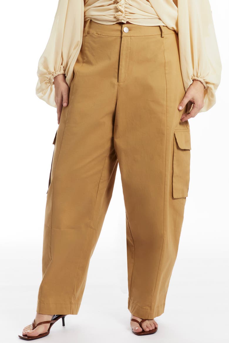 Barrel Leg Cargo Pant, Alternate, color, RYE BREAD