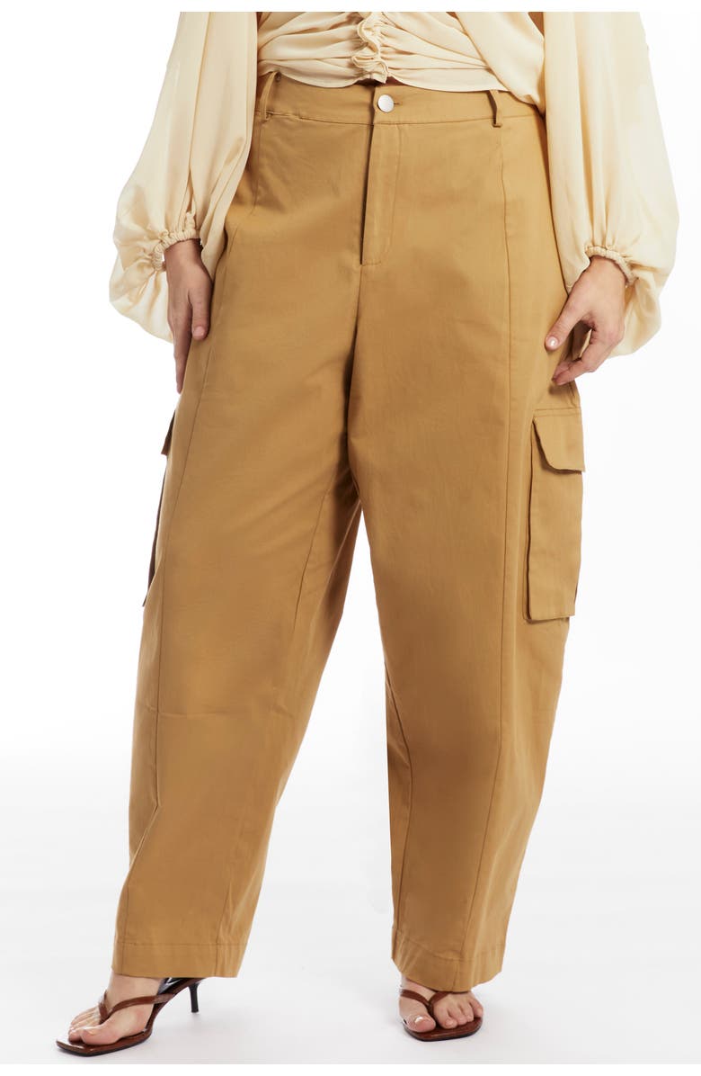 June + Vie Barrel Leg Cargo Pant, Alternate, color, Rye Bread