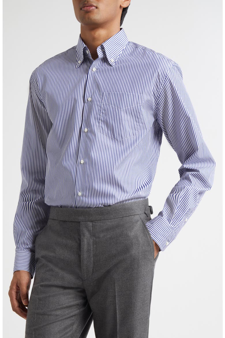 Cameron Stripe Cotton Button-Down Shirt, Main, color, BLUE/ WHITE
