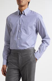Ralph Lauren Purple Label Cameron Stripe Cotton Button-Down Shirt