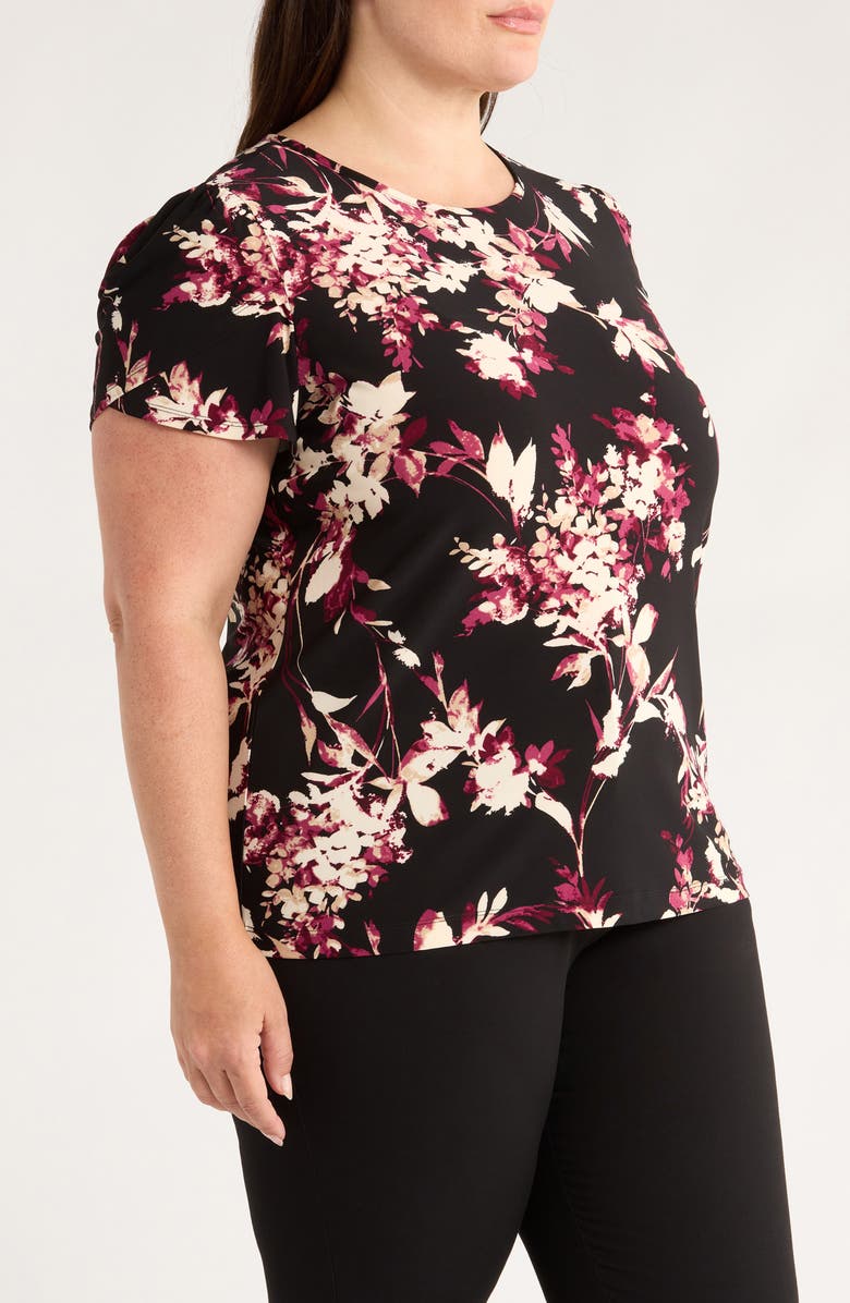 AK ANNE KLEIN Print Top, Alternate, color, Anne Black/ Chianti Multi