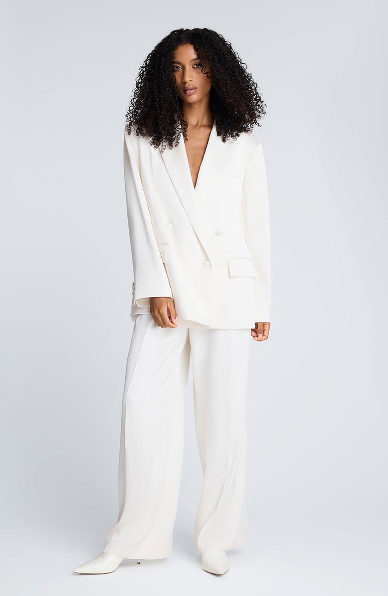 Kenneth Cole Double Breasted Boyfriend Blazer, Alternate, color, Oyster