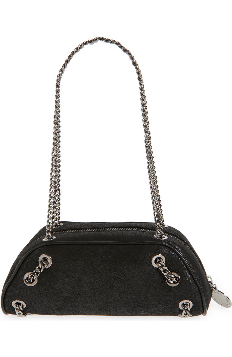 Stella McCartney Small Falabella Shaggy Deer Faux Leather Shoulder Bag, Alternate, color, Black