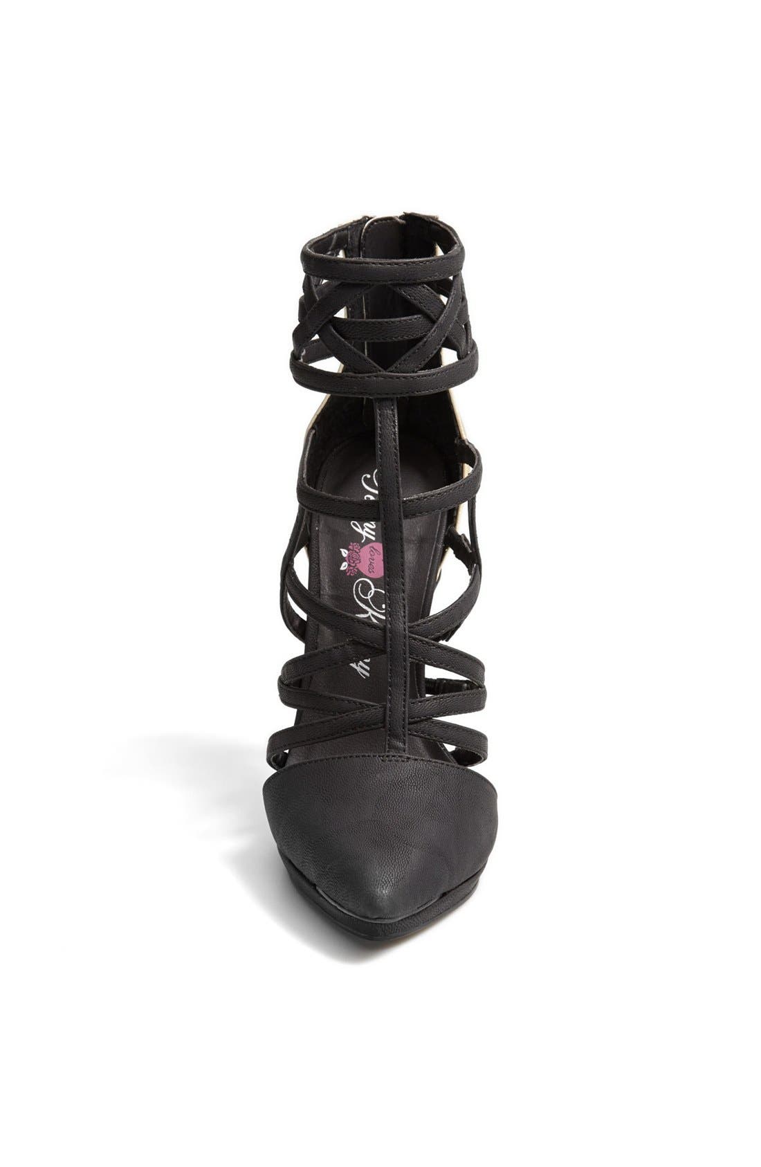 'Cross' Strappy Two-Tone Pointed Toe Sandal, Alternate, color, BLACK/ GOLD