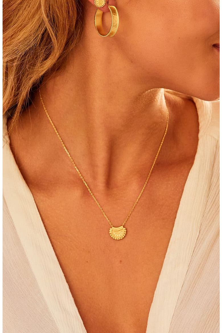 Mini Mandala Necklace, Alternate, color, Gold