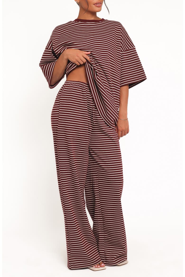 Wilda Stripe Wide Leg Pants, Main, color, BURGUNDY CREAM STRIPE