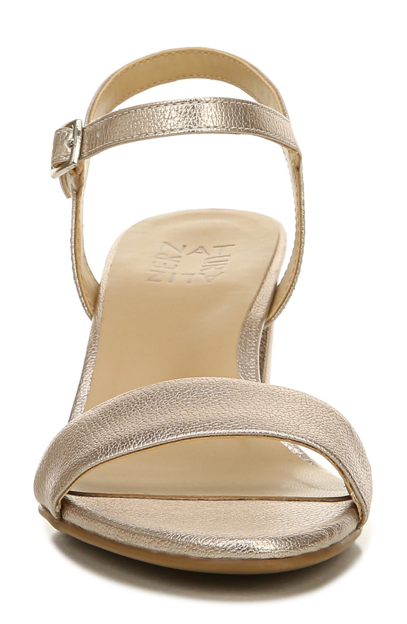 Naturalizer Bristol Block Heel Sandal - Wide Width Available, Alternate, color, Warm Silver