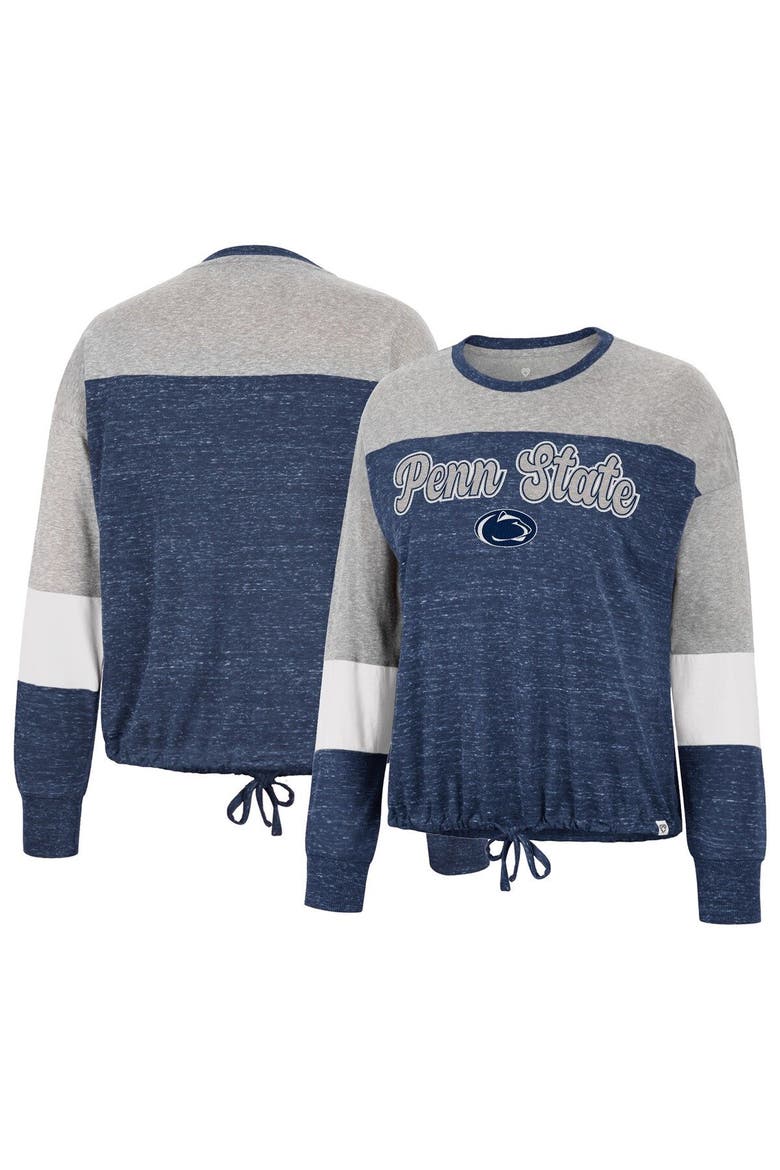 Women's Colosseum Navy Penn State Nittany Lions Joanna Tie Front Long Sleeve T-Shirt, Main, color, Navy