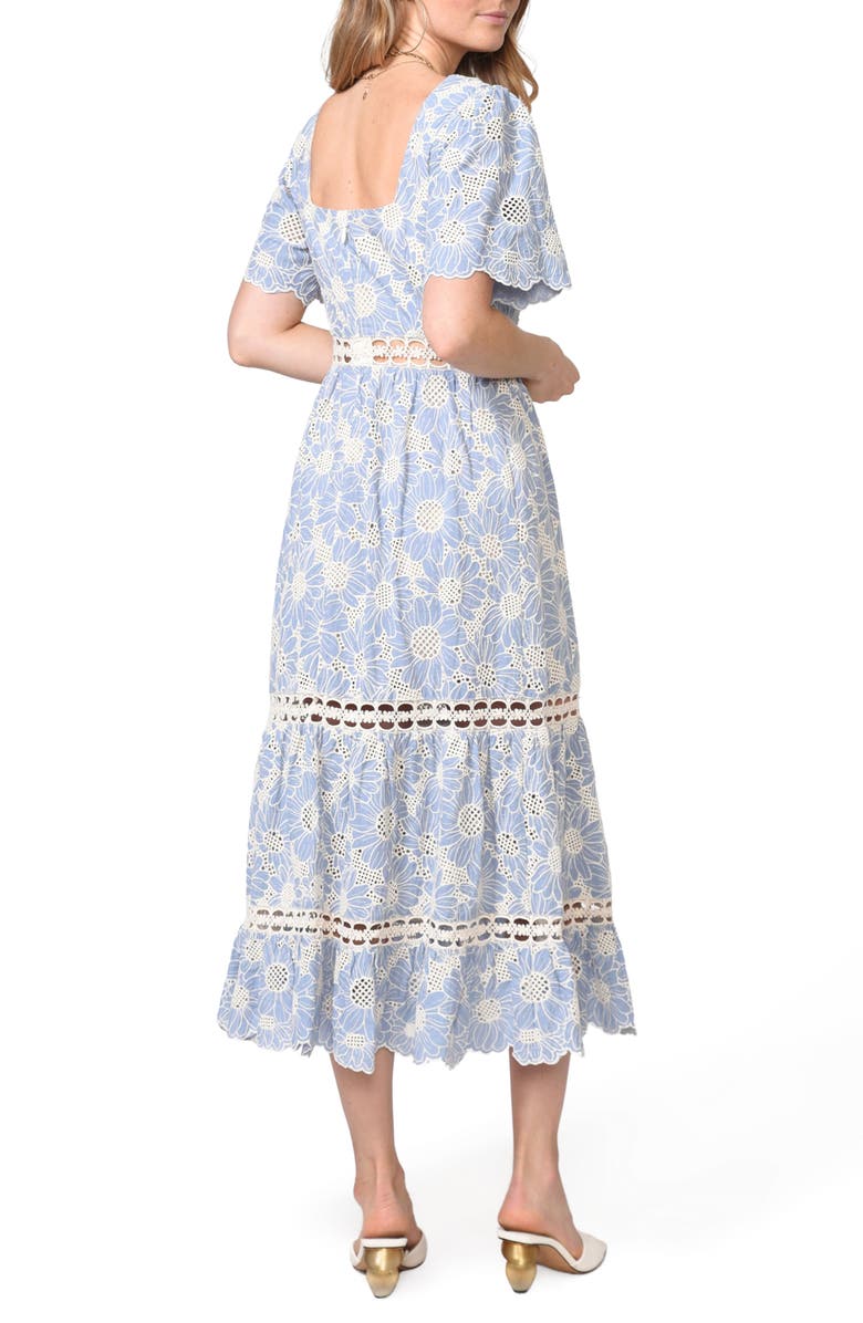 Adelyn Rae Hilda Embroidered Cotton Midi Dress, Alternate, color,