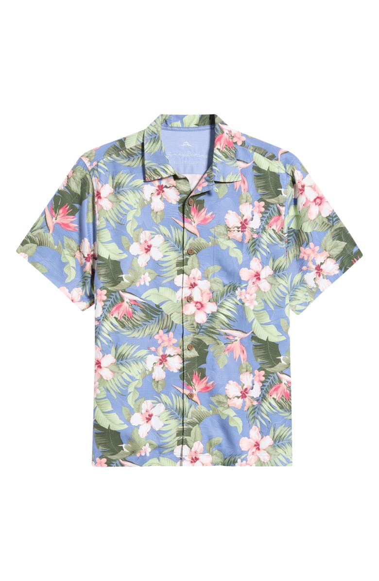 Tommy Bahama Flora Festival Silk Camp Shirt, Alternate, color, Peachy Sweet