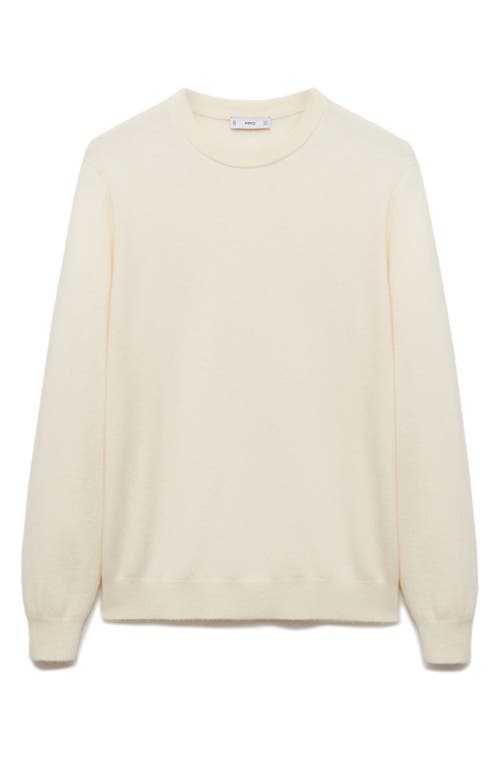 Mango Crewneck Knit Sweater In Ecru