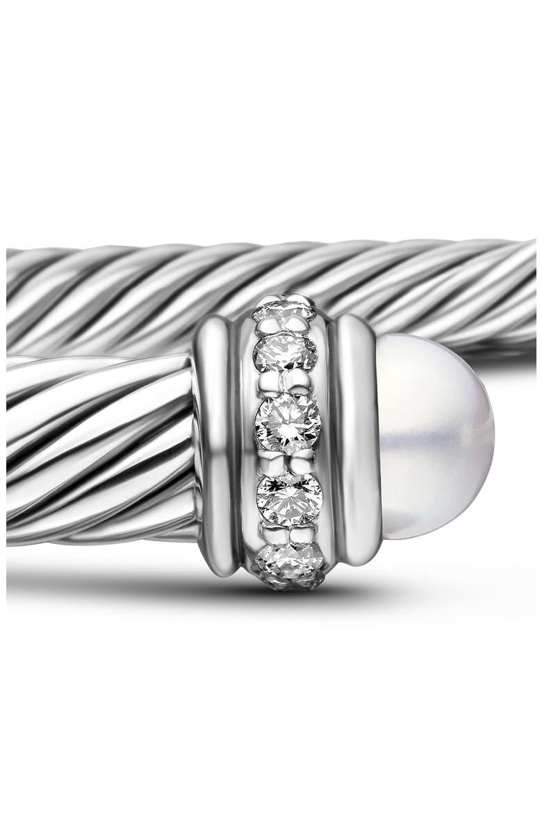 Cable Classic Bracelet with Semiprecious Stones & Diamonds, 4mm, Alternate, color, SILVER PAVE