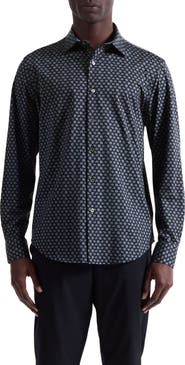 Bugatchi Jimmy OoohCotton® Floral & Chevron Print Button-Up Shirt
