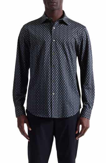 Bugatchi Jimmy OoohCotton® Floral & Chevron Print Button-Up Shirt