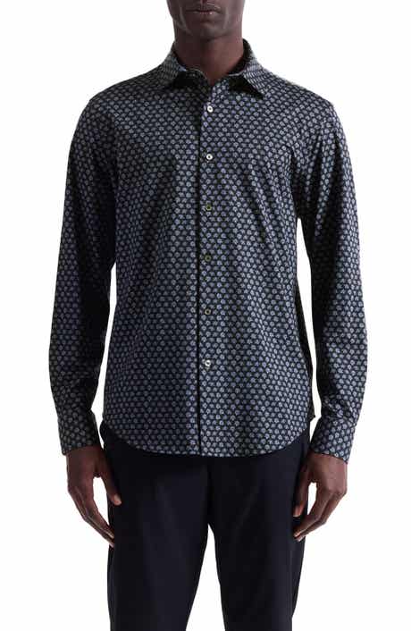 Bugatchi Jimmy OoohCotton® Floral & Chevron Print Button-Up Shirt