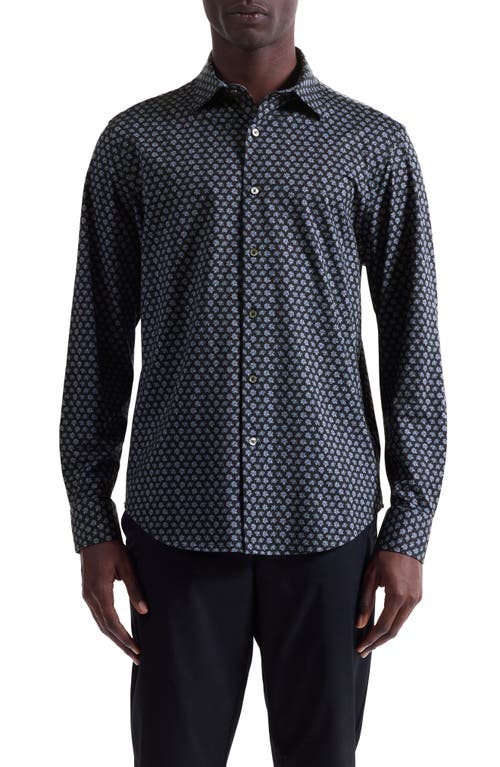 Bugatchi Jimmy Ooohcotton® Floral & Chevron Print Button-up Shirt In Burgundy